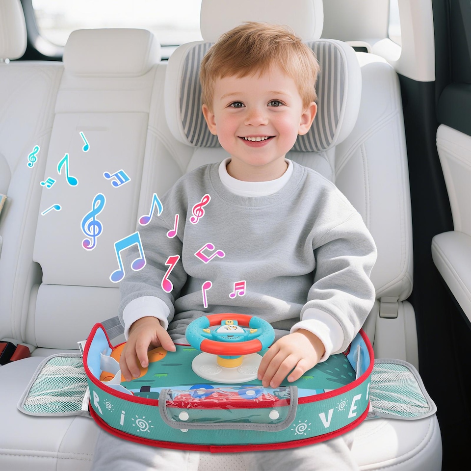 image 1 of Kids Steering Wheel Toy with Lights & Music