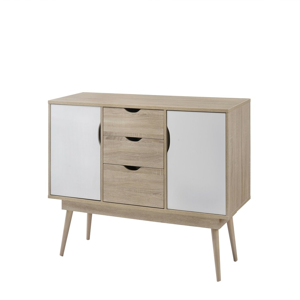 image 1 of Alford Sideboard with 2 Doors & 3 Drawers White & Oak