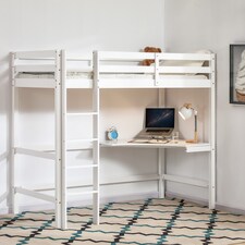 Vida Designs Sydney Bunk Bed With Desk, 3ft Single Bed, White, 90 x 190cm