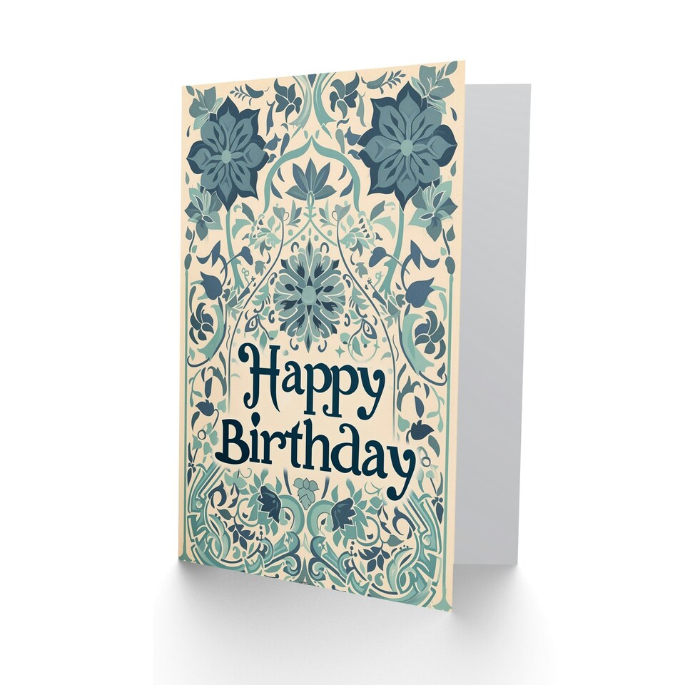 image 1 of Arabesque Flower Pattern Floral Design Woman Her Birthday Card