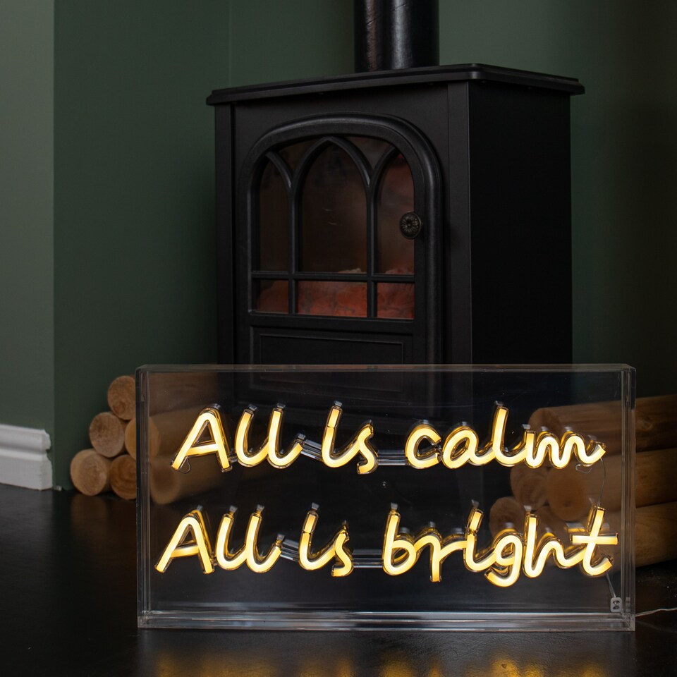 43cm Light up All is Calm Neon Flex Christmas Sign in Warm White ...