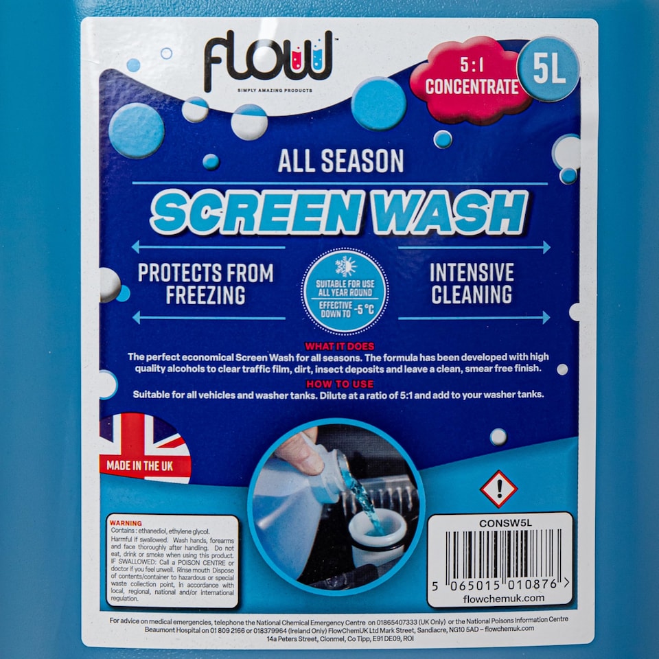image 1 of 5 Litre All Season Streak Free Screen Wash Concentrate for All Vehicles