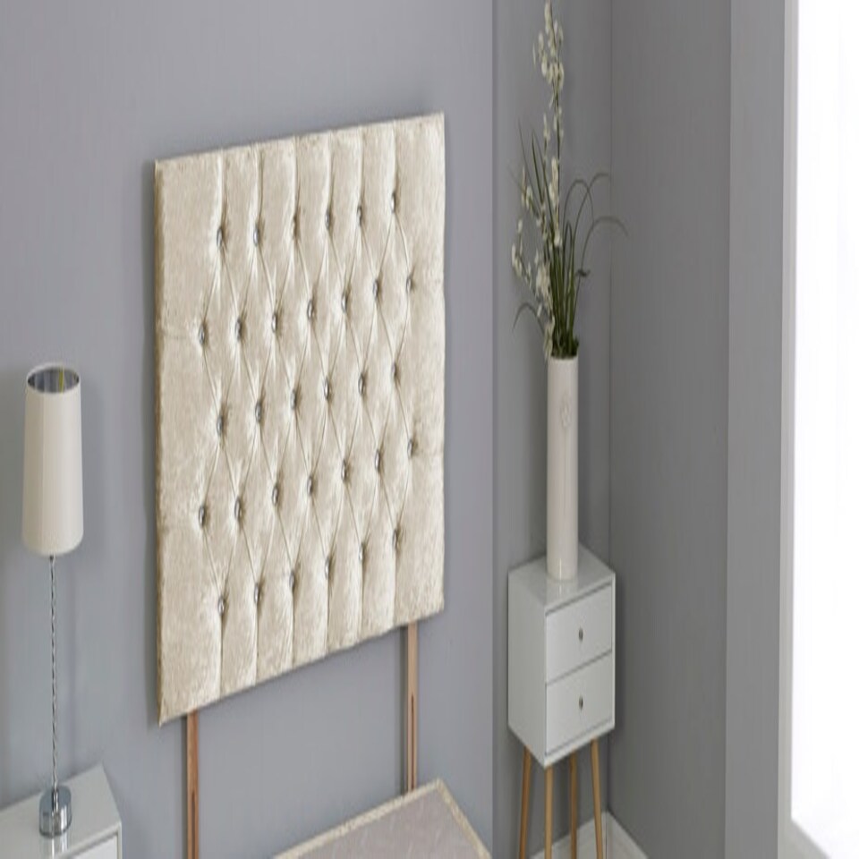 Cream Crush Velvet Chesterfield Crystal Button Headboard | Cream | 6FT Superking 20"inch Headboard