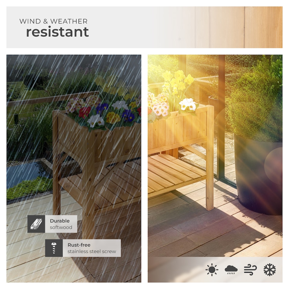 image 1 of Raised bed with shelf - 119 x 57 x 90cm