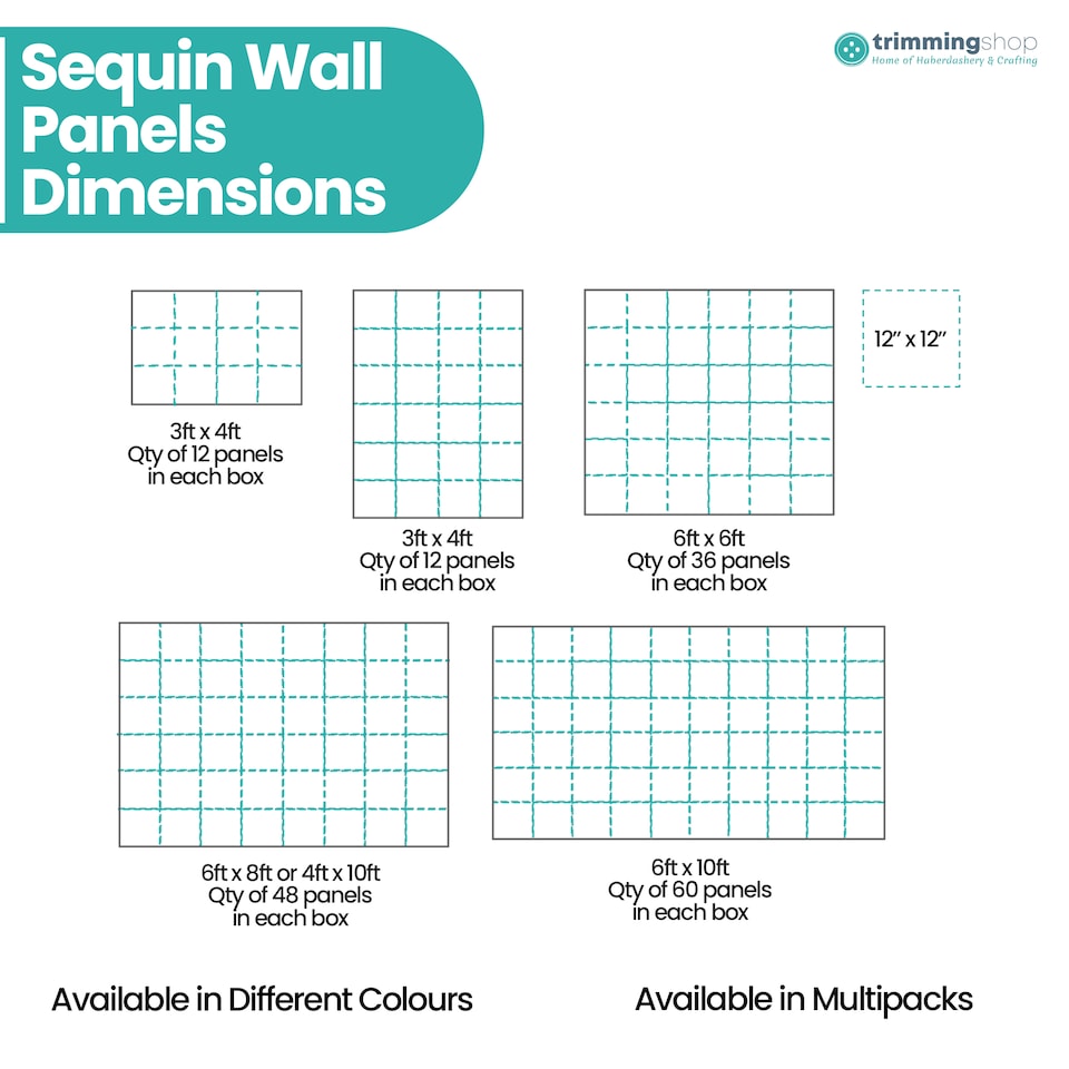 image 1 of 30cm x 30cm Shimmer Sequin Wall Panels, Reflective Square Backdrop Panel