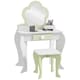 image 1 of ZONEKIZ Kids Vanity Table Set, Beauty Flower Design, for Ages 3-6 Years - White | White | 1 table, 1 stool