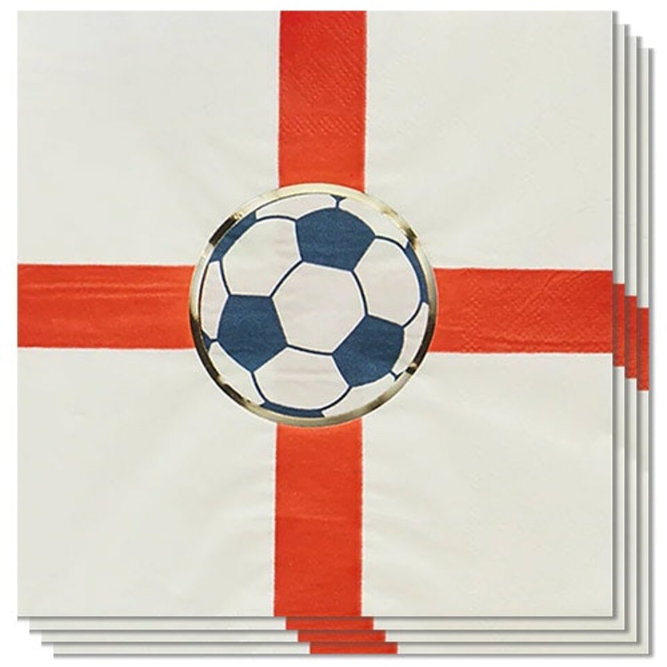 image 1 of Come on England Football Napkins 3 Ply 33cm - Pack of 16