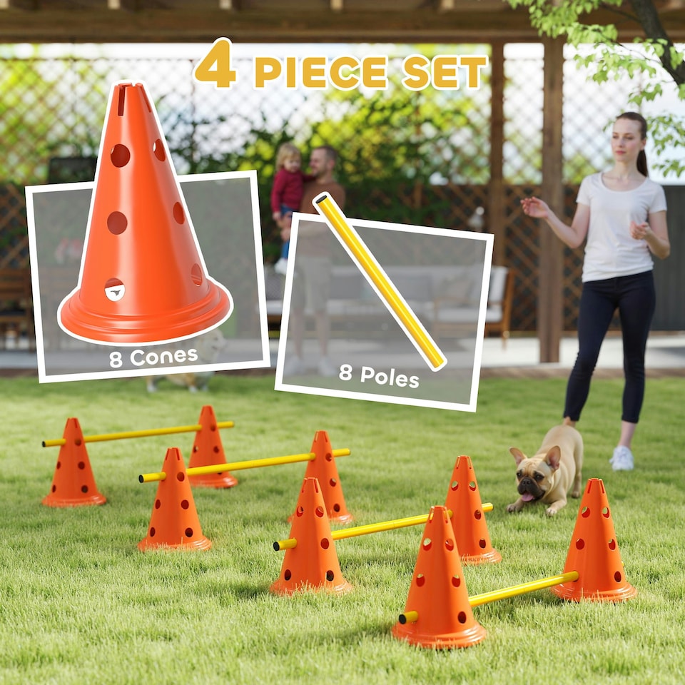 image 1 of PawHut Dog Agility Equipment Set, Four-Piece Adjustable Height Jumping