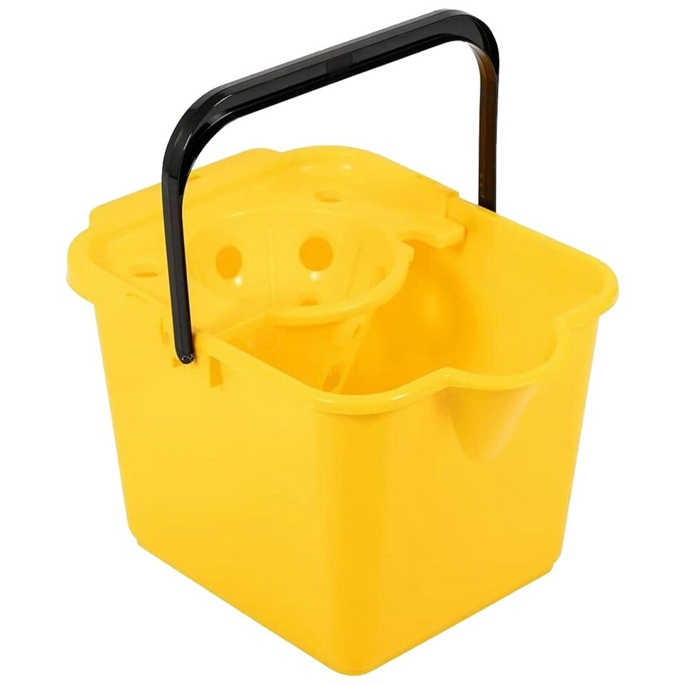 image 1 of 1 x 12 Litre Strong Plastic Yellow Mop Bucket Complete With Pouring Lip Ideal For All Hard Floors