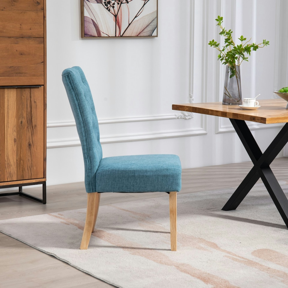 image 1 of Set of 2 Pienza Fabric Dining Chairs - Teal