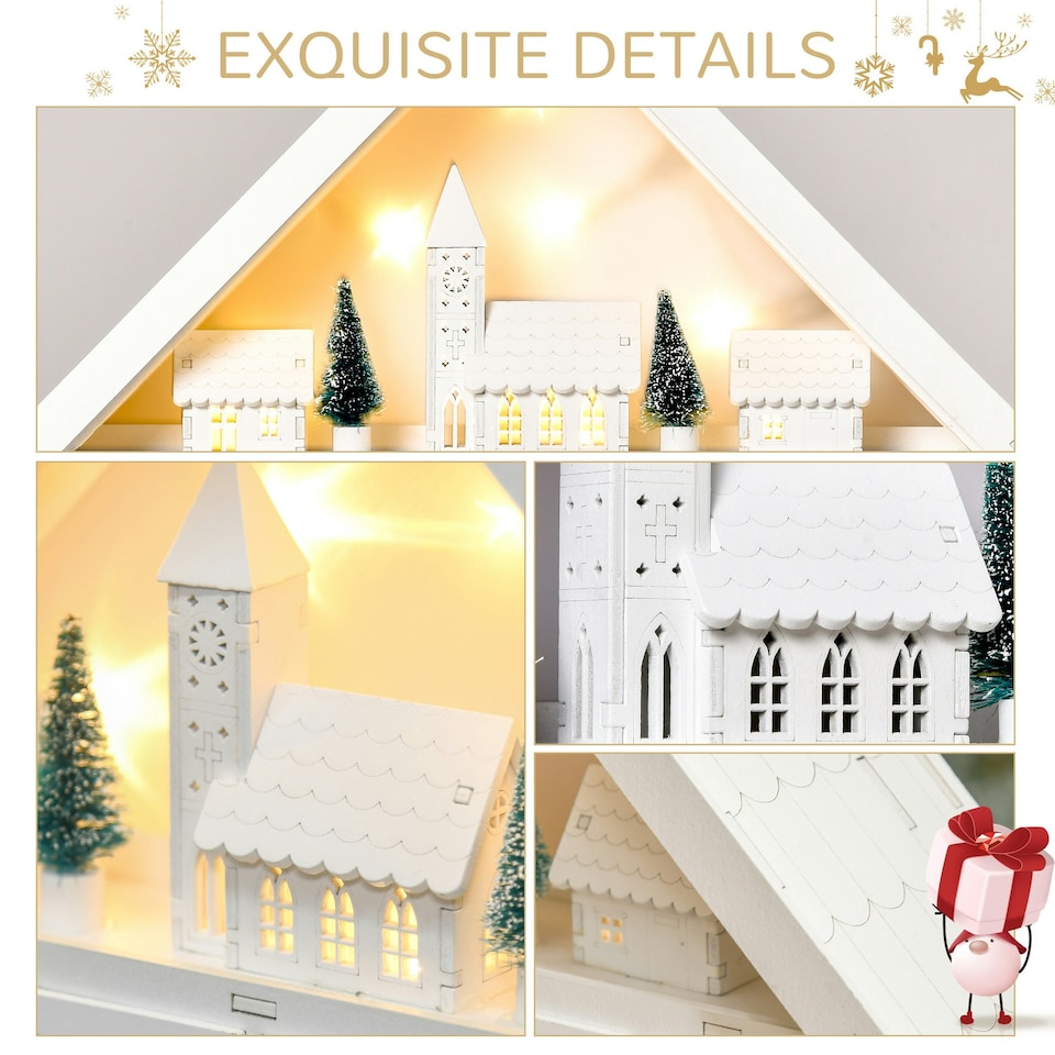 image 1 of HOMCOM 24-Drawer Wooden Christmas Advent Calendar, Wooden Light-Up Decoration