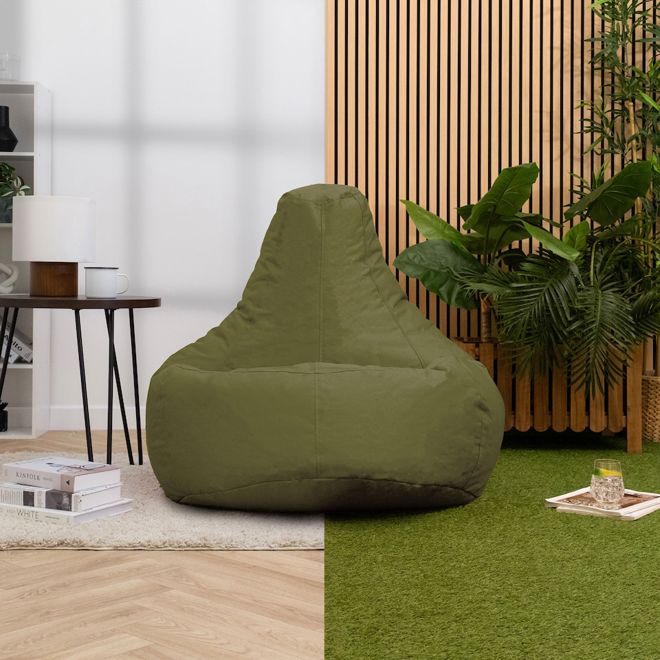 image 1 of icon Dalton High Back Adult Gaming Indoor Outdoor Bean Bag Chair, Khaki
