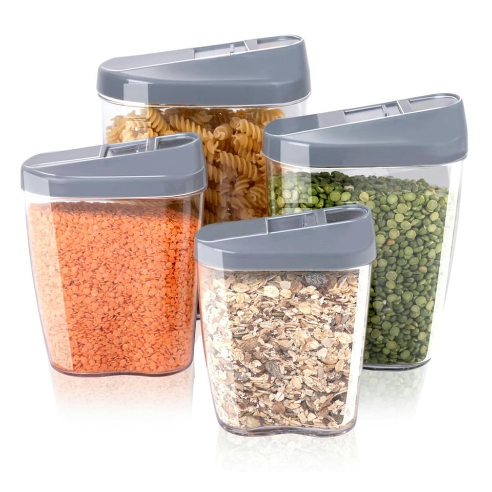 image 1 of 4Pcs Cereal Dispenser Food Storage Container Organiser Set Pasta Pantry BPA Free - Grey