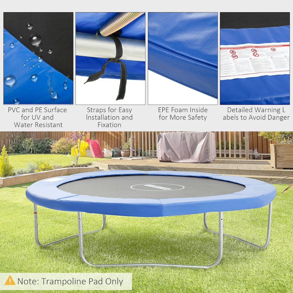image 1 of HOMCOM 10ft Trampoline Accessories Surround Pad Spring Cover Padding Blue