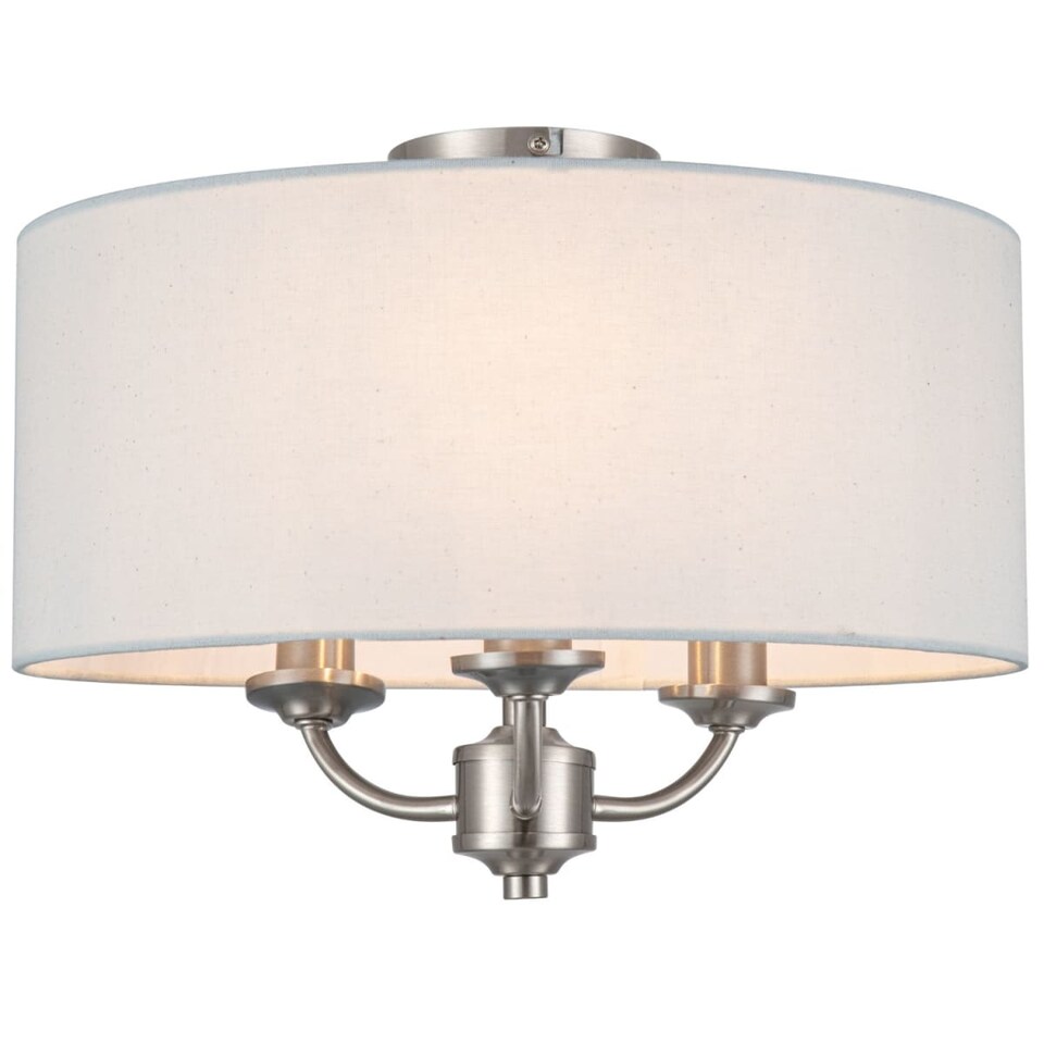 image 1 of COSYLYTE Winston 3 Light Classic Faux Linen Shade Ceiling Light - Brushed Nickel | Silver | Brushed Nickel | 1