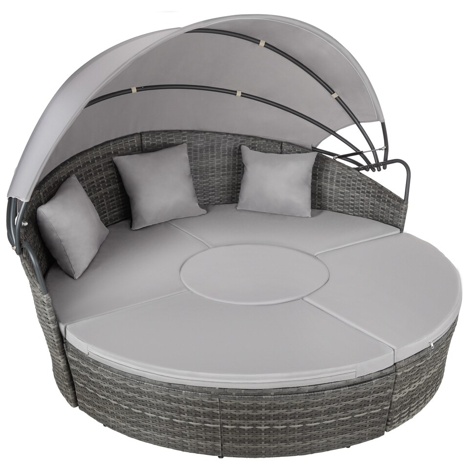 image 1 of Sun Lounger Santorini - modular garden furniture set with shade canopy | Grey | grey | 175 x 171 x 136 cm | 1