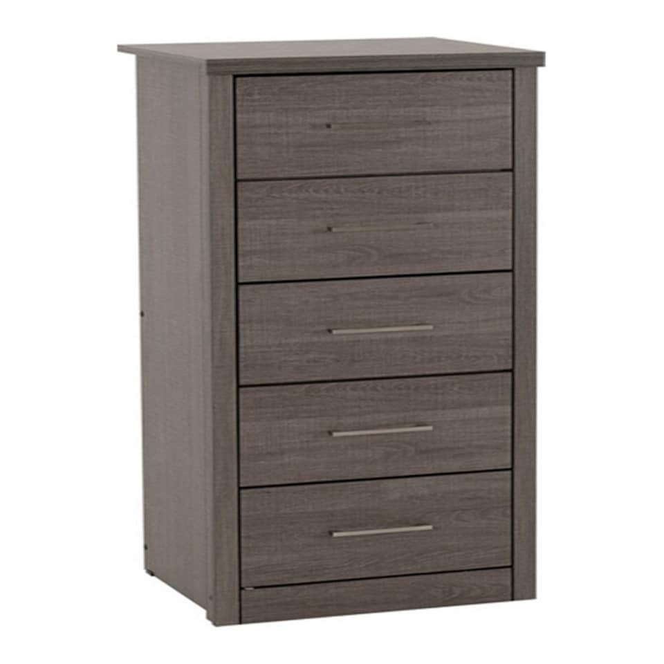 image 1 of Lisbon 5 Drawer Narrow Chest - L40 x W48.5 x H114 cm - Black Wood Grain