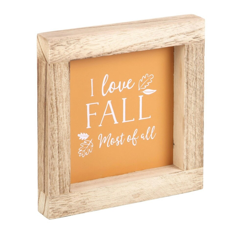 image 1 of Something Different Orange I Love Fall Most Of All Wooden Framed Sign - Orange/Beige - One Size
