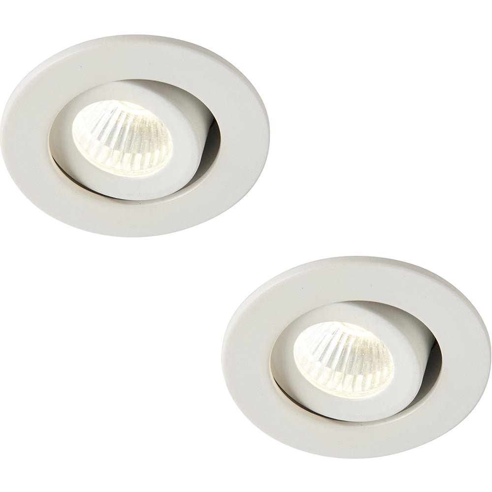 Loops 2 PACK Micro Adjustable Ceiling Downlight - 4W Cool White LED - Matt White