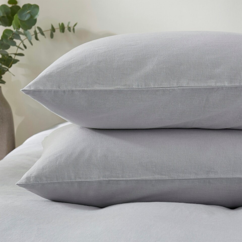 image 1 of Touch Of Linen - Blue Ice - Pillowcase Pair Blue | Ice Blue