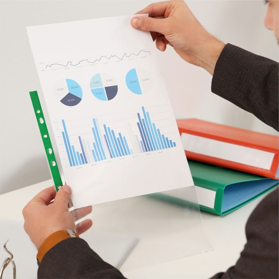 image 1 of Pack of 500 A4 Premium Glass Clear Punched Pockets (90 Micron)
