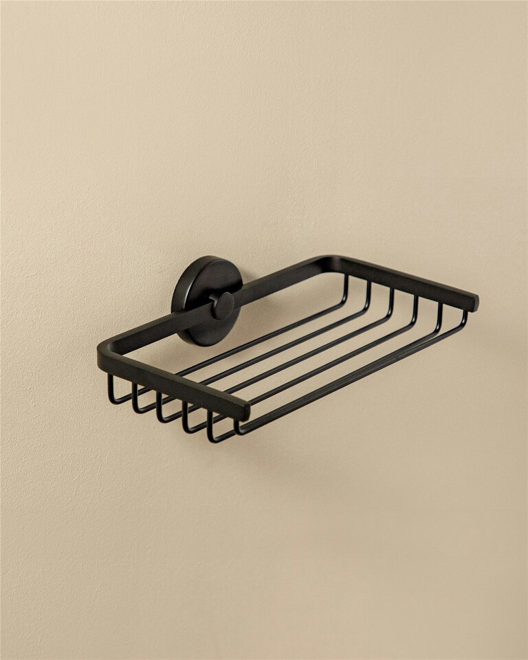 image 1 of Cosmic Shower Soap Dish with Durable Stainless Steel for Bathroom, Matt Black