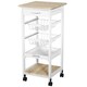 image 1 of HOMCOM Mobile Rolling Kitchen Island Trolley for Home Metal Baskets Tray Shelves