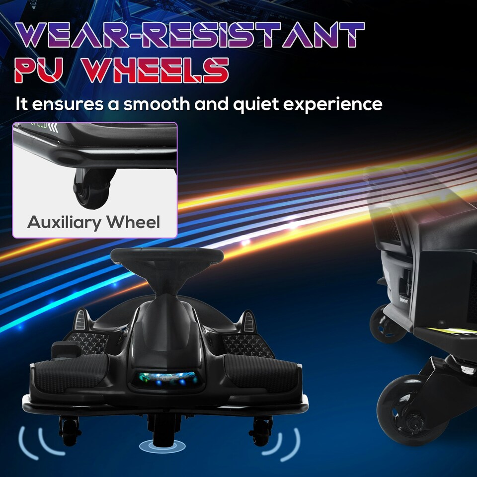 image 1 of HOMCOM 12V Electric Go Kart for Kids with Music, LED Lights, Black