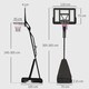image 3 of SPORTNOW Basketball Hoop Outdoor, Height Adjustable Basketball Hoop and Stand with Rebound System, Weighted Base, Portable on Wheels, 2.45-3.05m, for Teens, Juniors, Adults, Black