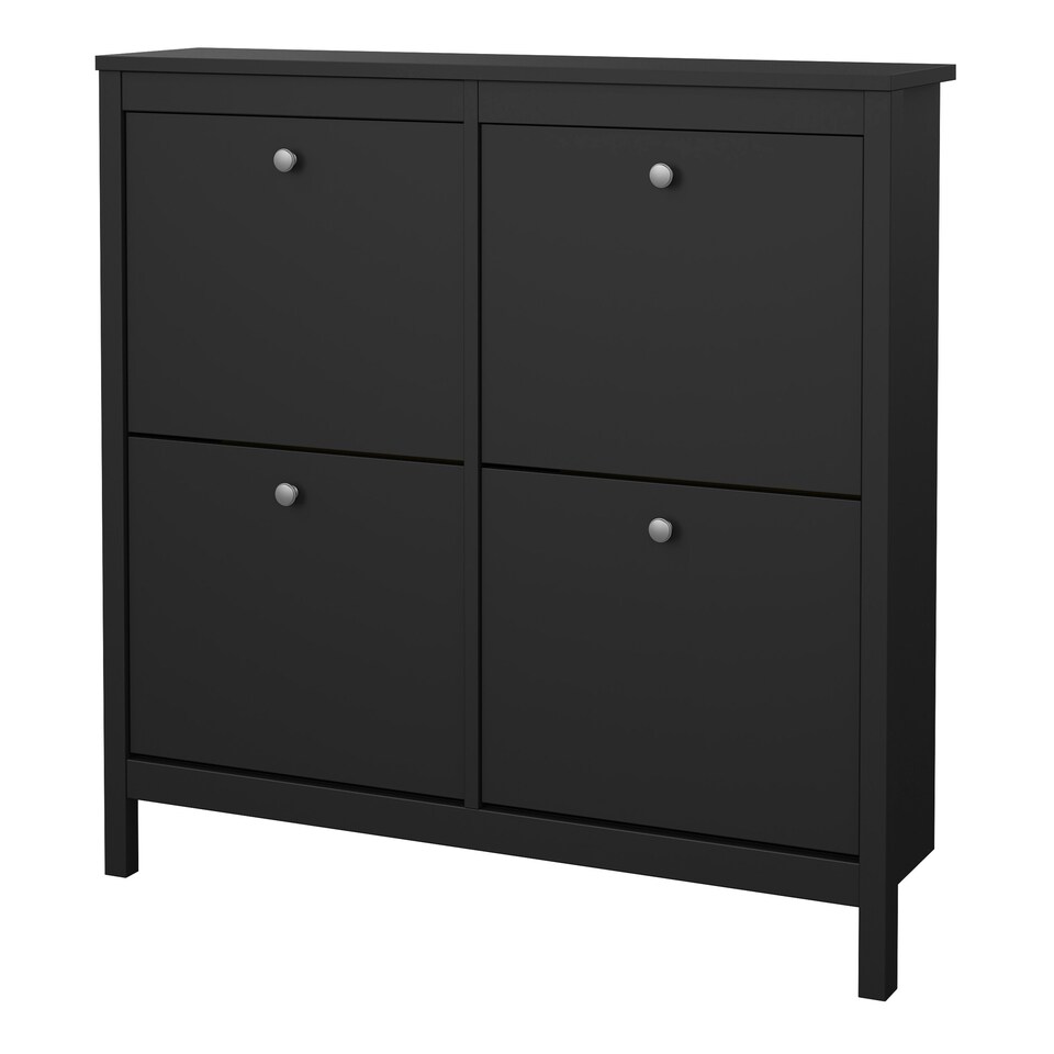 image 1 of Madrid Shoe Cabinet 4 Flip Down Doors in Matt Black
