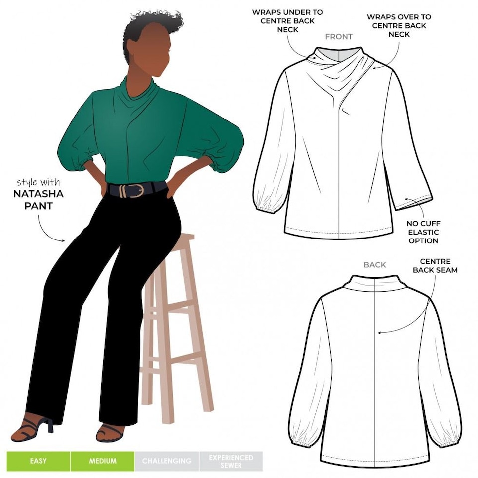 image 1 of Style Arc Lucia Knit Top Paper Sewing Pattern – Women’s Top, UK Sizes 10–22, Intermediate