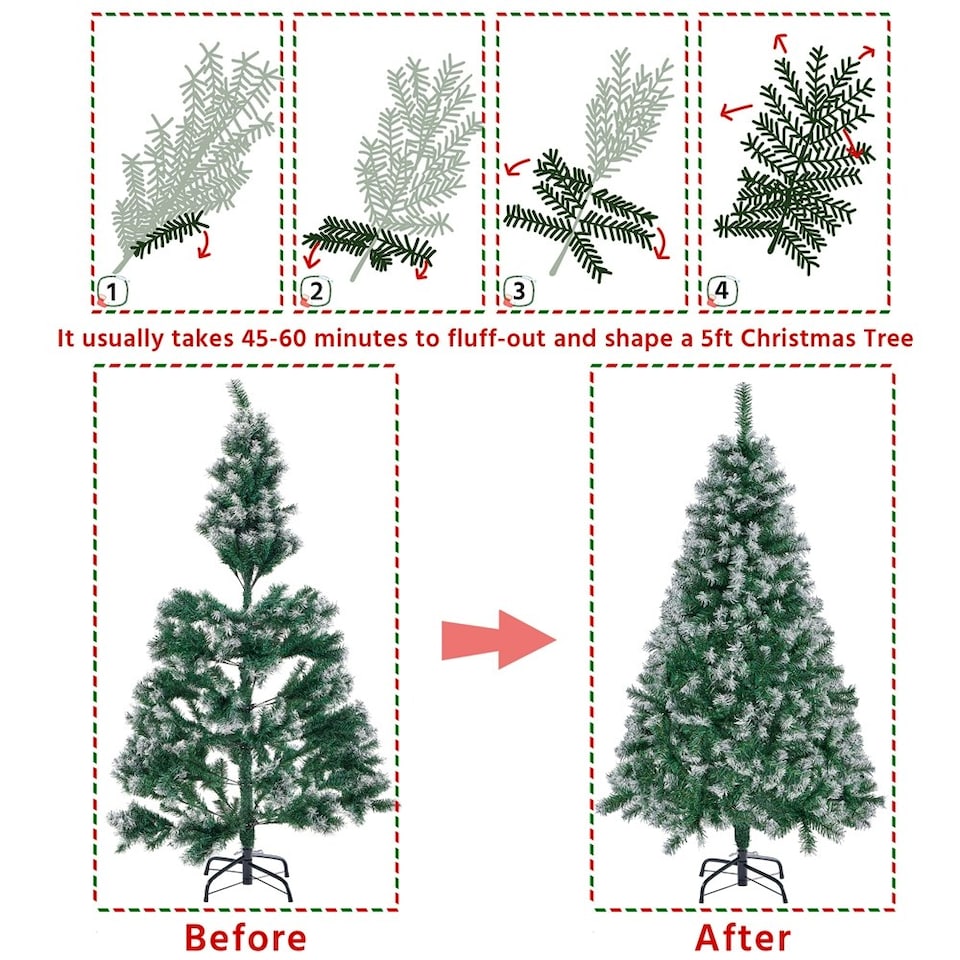 image 1 of Yaheetech Frosted Christmas Tree with Foldable Stand