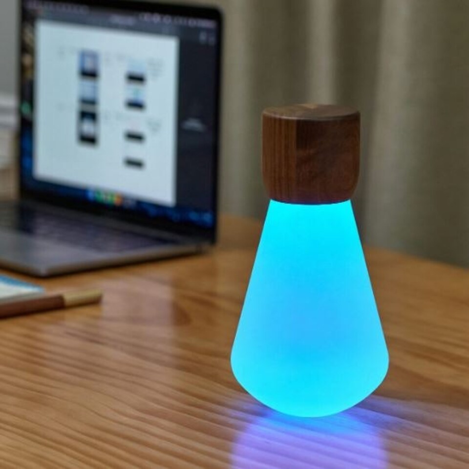 image 1 of Gingko Large Pentagon Desk Bulb Light in Natural Wood N/A | Walnut