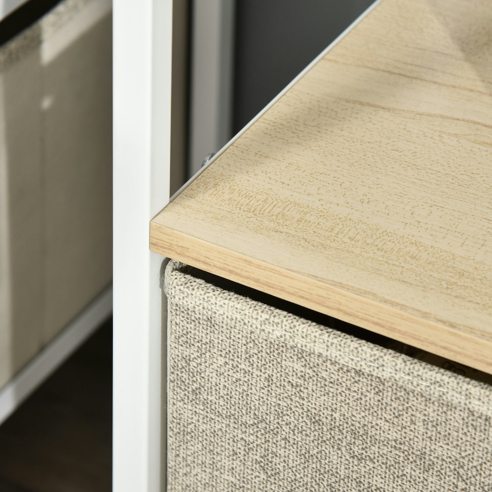 image 1 of HOMCOM TV Cabinet, TV Console Unit with 2 Foldable Linen Drawers Maple Colour