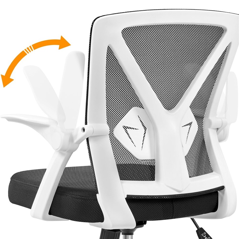 image 1 of Yaheetech Mesh Office Chair with 90° Flip-up Armrests | White