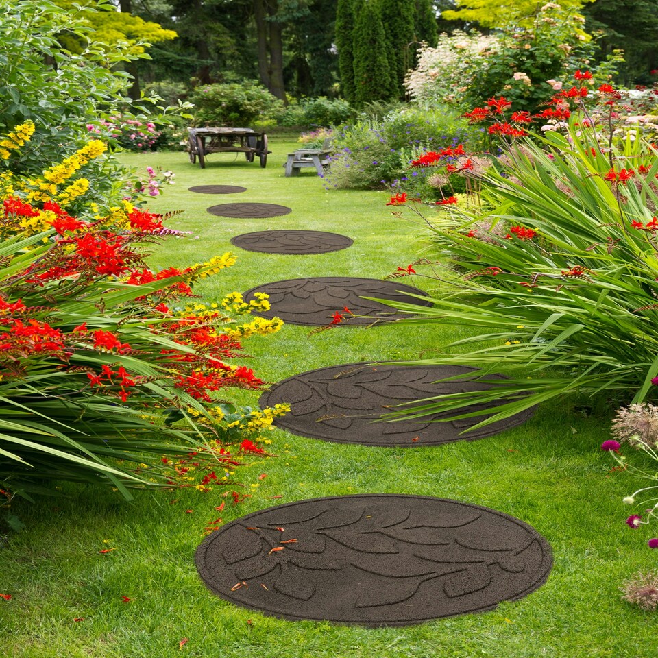 image 1 of Eco-Friendly Garden Stepping Stones - Leaf Brown (Pack of 4)