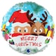 image 1 of Santa Claus & Reindeer Christmas Shiny Round Helium Foil Giant Balloon 53cm / 21 in