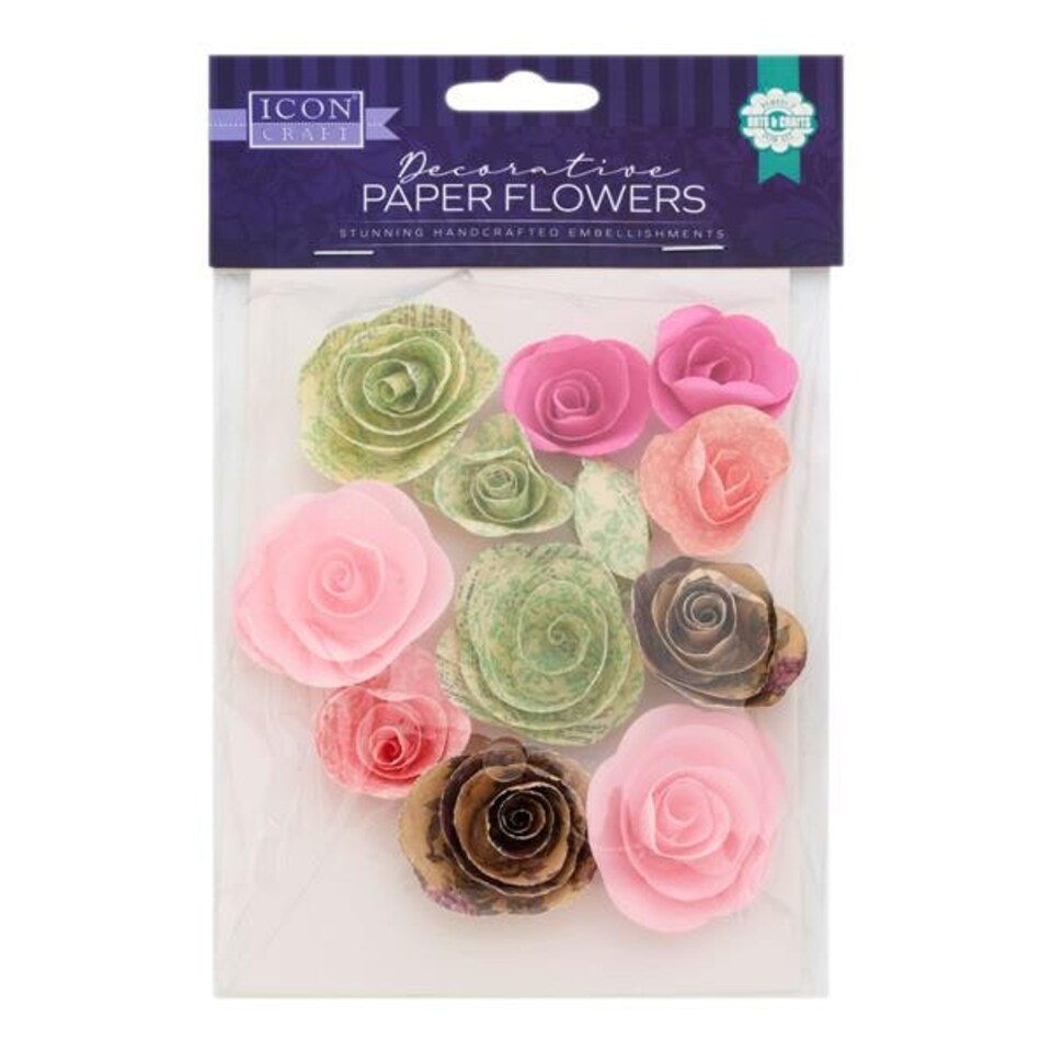 image 1 of Pack of 12 Decorative Paper Flowers by Icon Craft