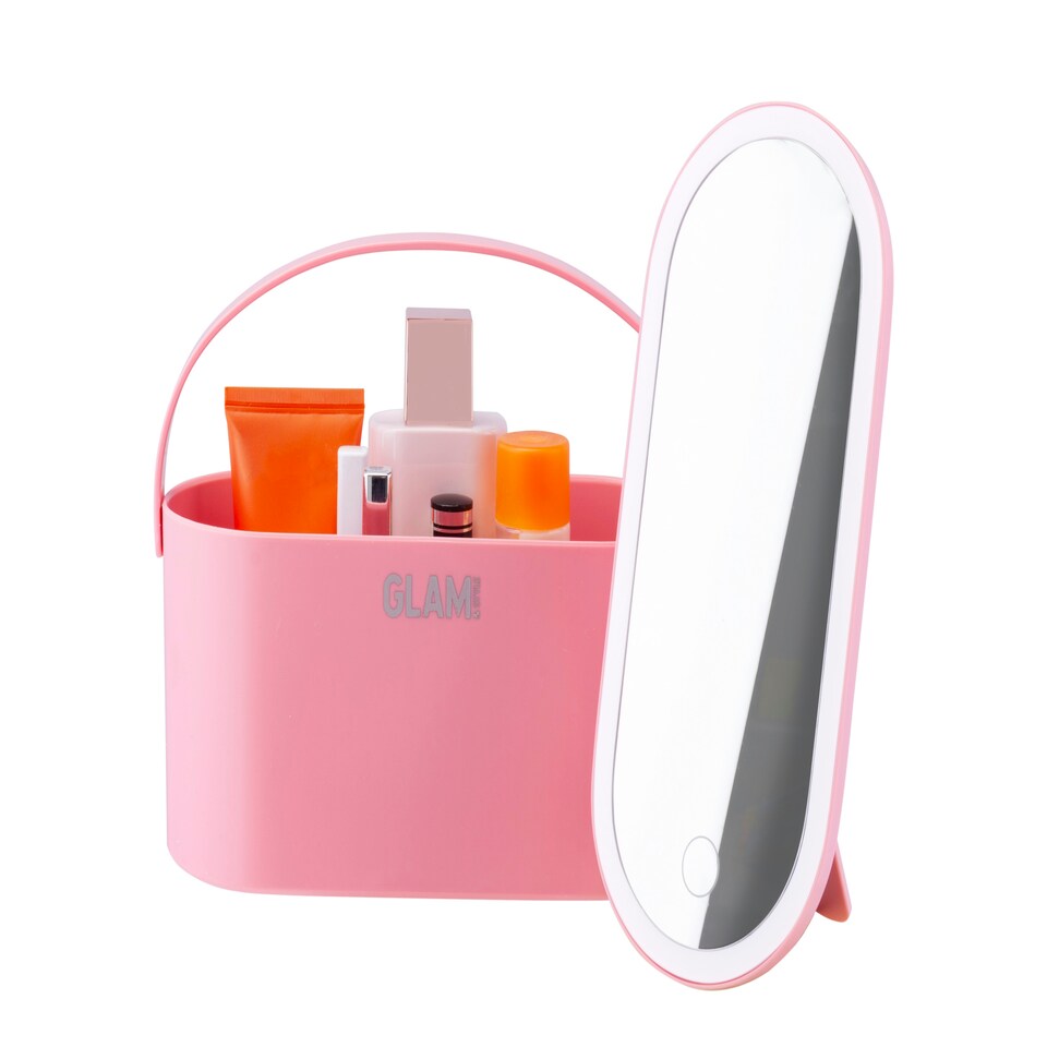 image 1 of Glam & Style Rose Pink LED Storage Case - Beauty & Make up