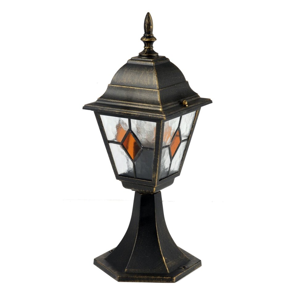 image 1 of Set of 2 Morecambe - Black with Brushed Gold IP44 Post Lights | Black | Clear | 2