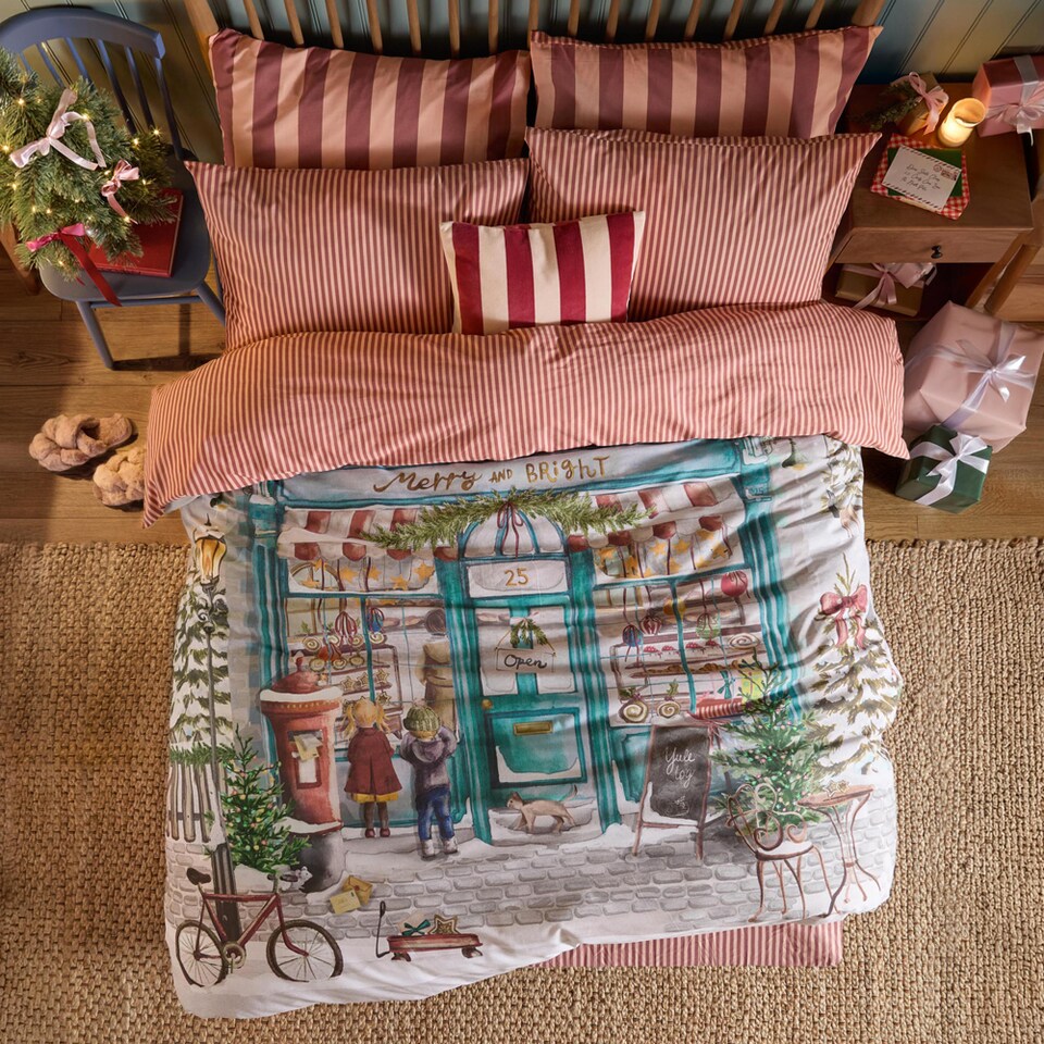 image 1 of Furn Merry & Bright Reversible Christmas Duvet Cover Set, Multi, Single