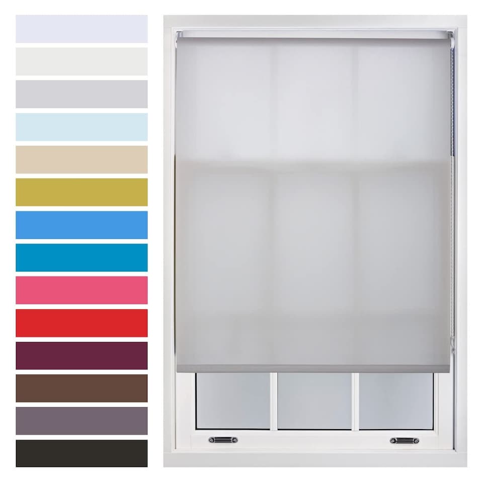 image 1 of FURNISHED Daylight Roller Blinds Made to Measure Sheer Window Blind with Metal Fittings | Grey | Grey | (W) 90cm x (L) 165cm
