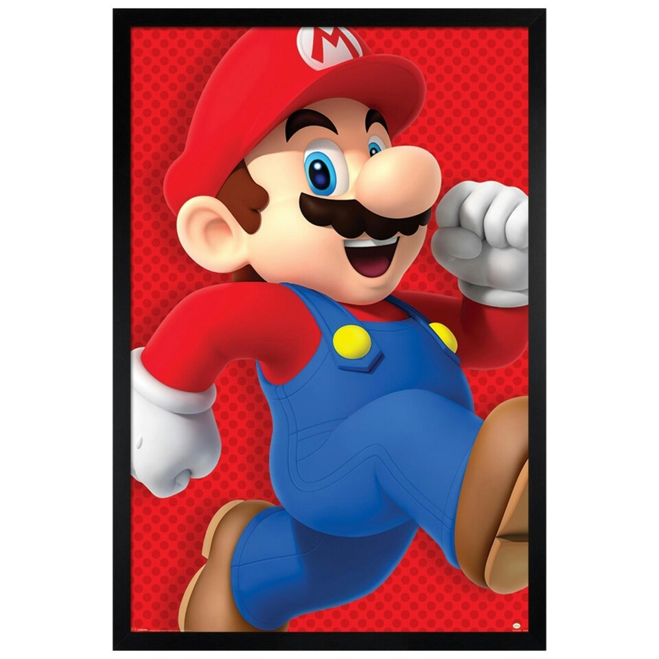 image 1 of Black Wooden Framed Super Mario Run Maxi Poster