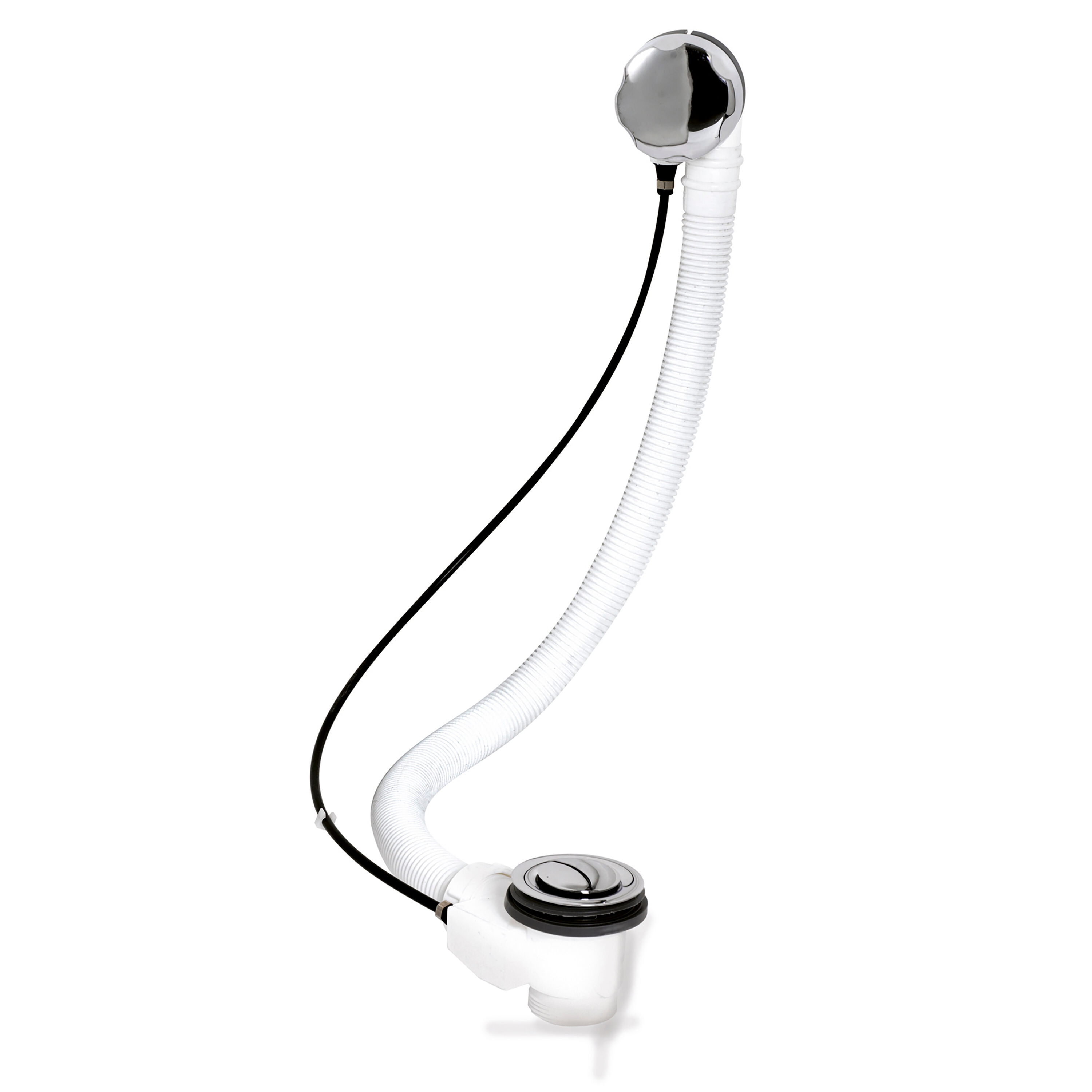 Balterley Extended Pop Up Bath Waste Overflow for Baths up to 10mm Thick in Silver