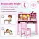 image 6 of COSTWAY Kids Desk and Chair Set Wooden Children Learning writing Table-Pink