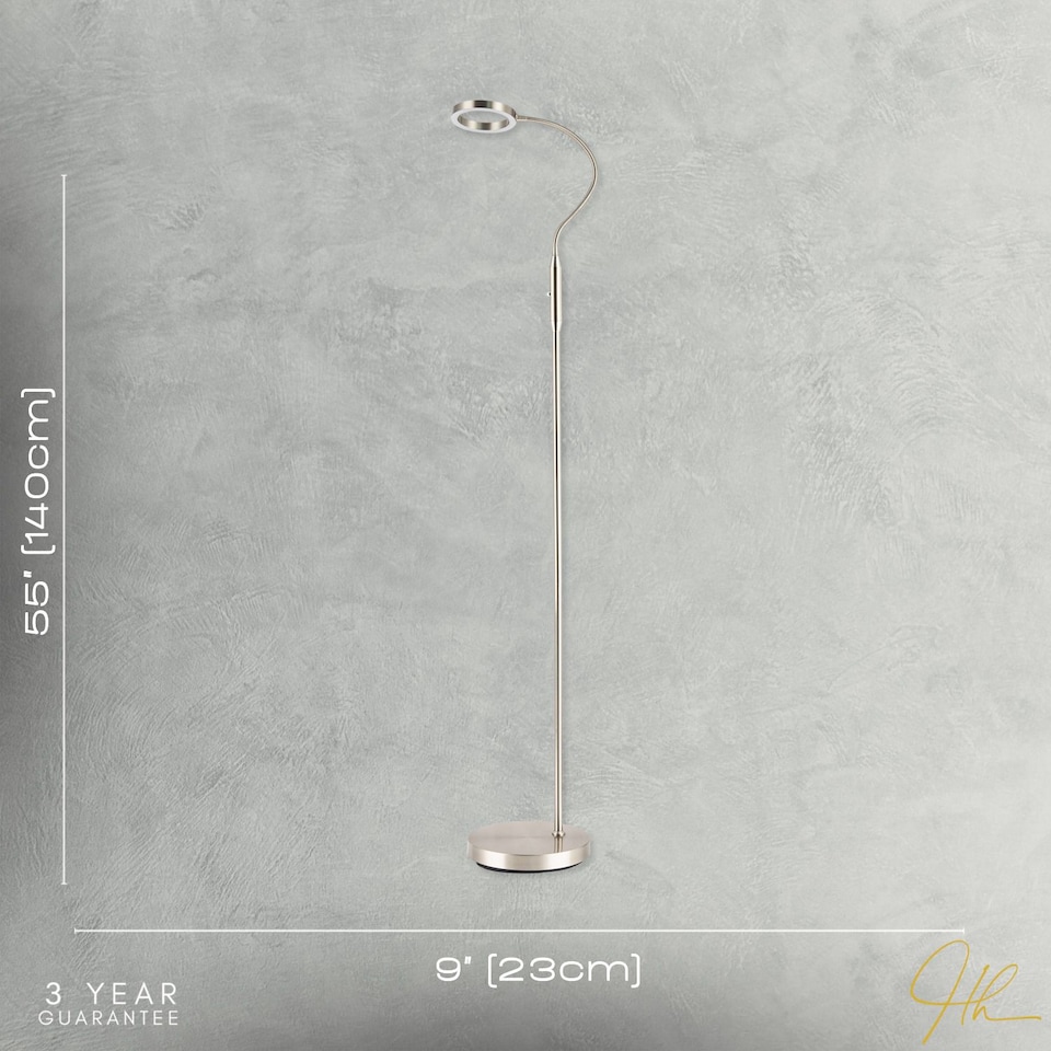 image 1 of Modern Nickel Task Floor Lamp with LED Halo Ring and CCT Memory Dimmer