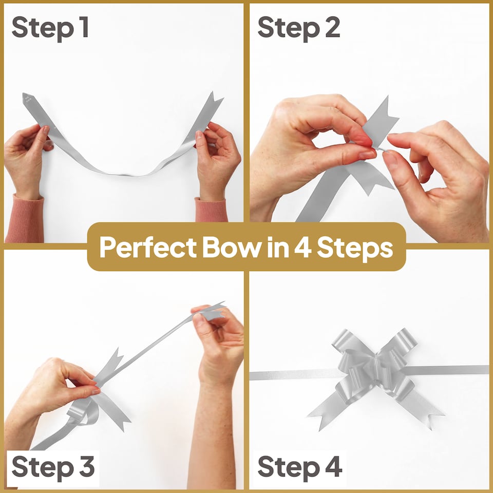 image 1 of 40pcs Silver 50mm/5cm Large Ribbon Pull Bows for Gift Wrapping, Hampers, Florist Bouquets, Wedding Cars and Party Décor Pullbow