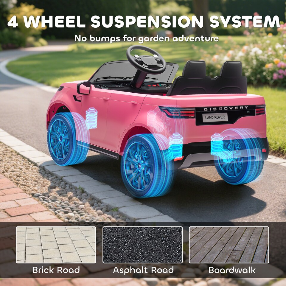 image 1 of AIYAPLAY Land Rover Discovery Licensed 12V Electric Car for Kids, Ride on SUV with Remote Control, 4 Wheel Suspension System, Slow Start, LED Lights, Music, for 3-6 Years Old | Pink