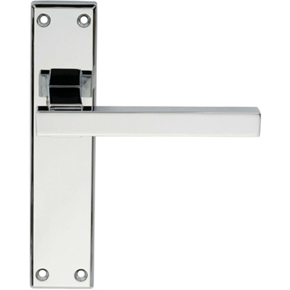 Loops PAIR Straight Square Handle on Latch Backplate 180 x 40mm Polished Chrome
