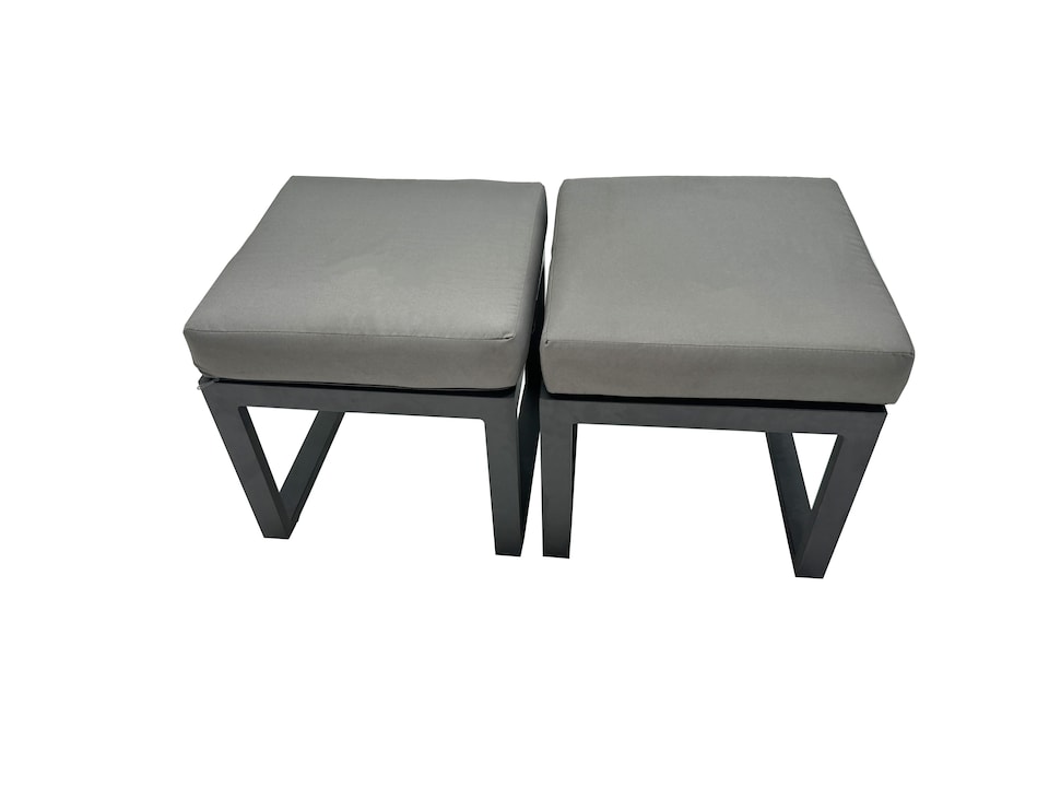 image 1 of Fimous 2 Pcs Aluminium Outdoor Garden Footstool Patio Small Stool for Balcony, Terrace,Swimming Pool Dark Grey